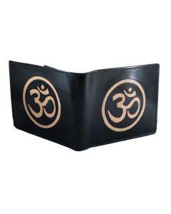 Mens Leather wallet hand painted Om	
