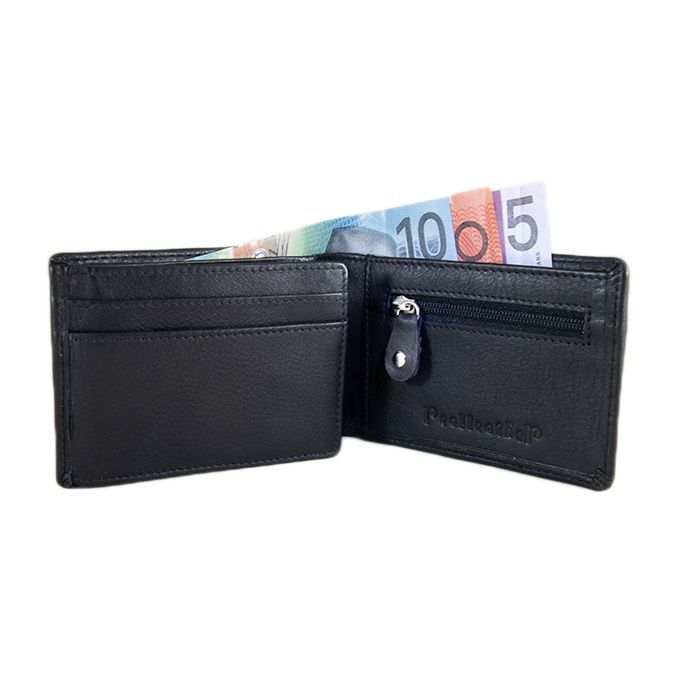 REAL LEATHER Thin Sleek Slim Mens leather wallet with zip coin pocket is a minimalist style. Handcrafted to last