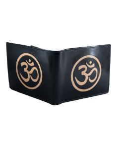 Mens Leather wallet hand painted Om	
